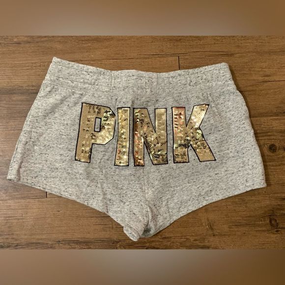 NEW PINK VS RETRO BLING GRAY SHORTS LARGE - Picture 3 of 8